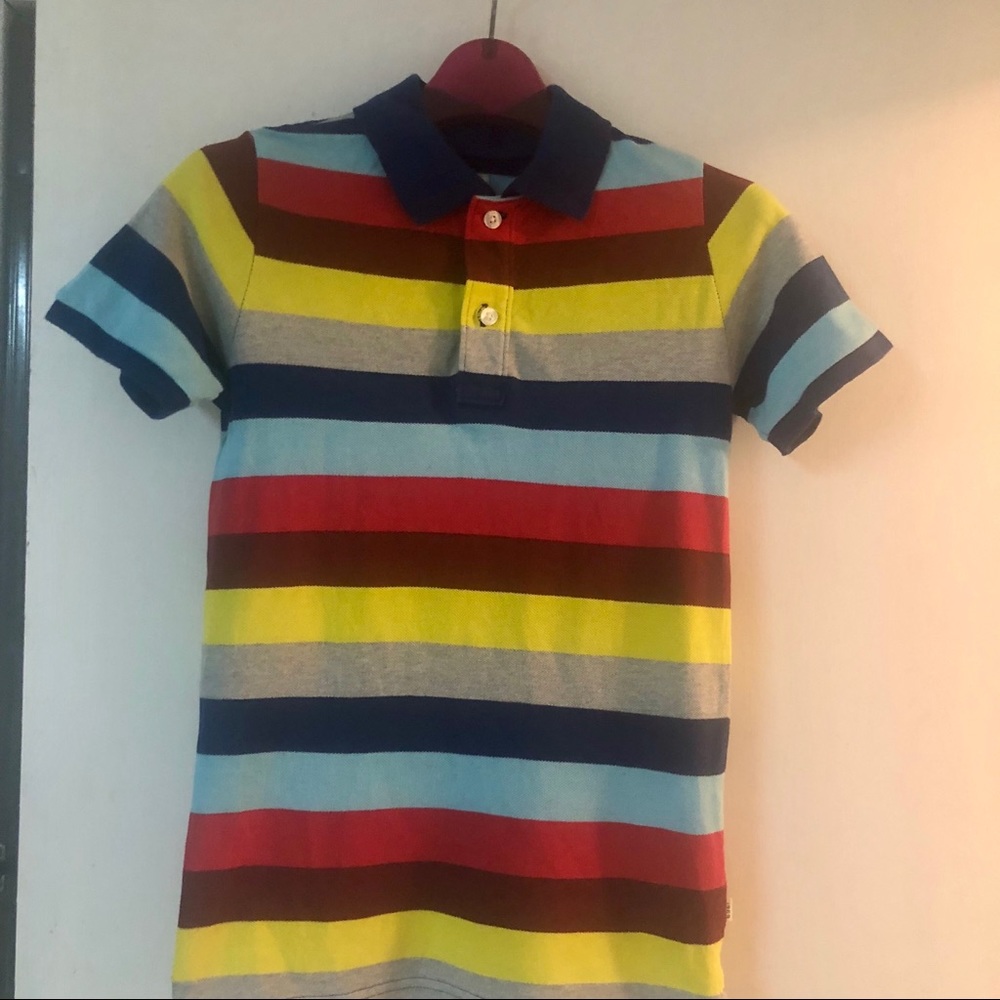 Gap boys large striped collared pull over shirt